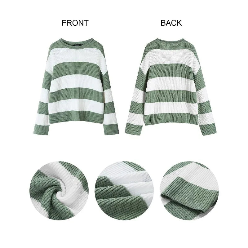 Drune | Sweater - Oversized Gestreifter Strickpullover