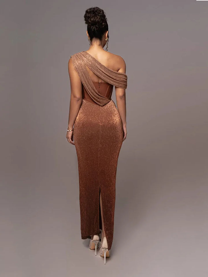 Drune | Glitzer Rückenfrei Abend Maxi Kleid
