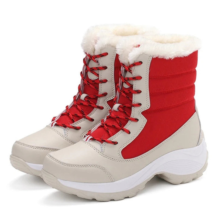Drune | Schnee Boots Knöchelhoch mit Kunstpelz Gefüttert Schnürung Plateausohle Wasserabweisend