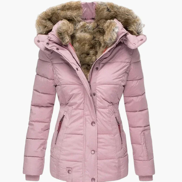 Drune | Winterjacke mit Kapuze und Kunstfellbesatz - Elegante, taillierte Outdoorjacke für kalte Tage
