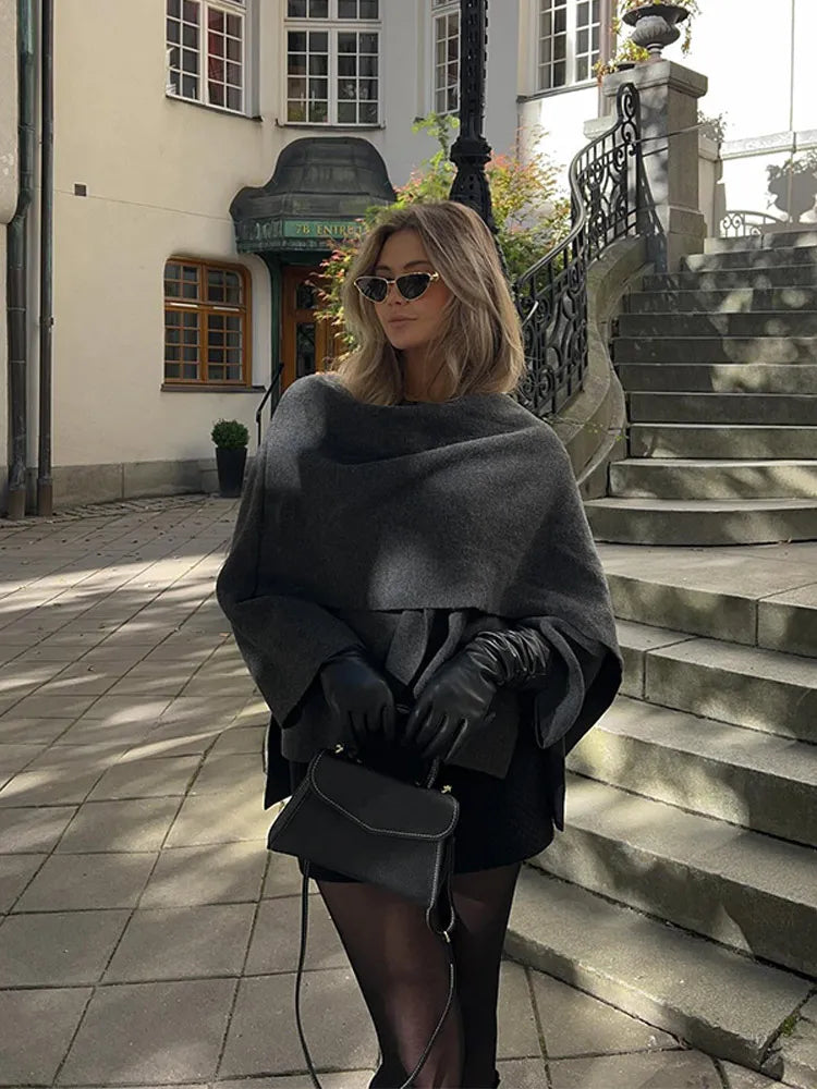 Drune | Eleganter und warmer Wollumhang für Frauen im Winter