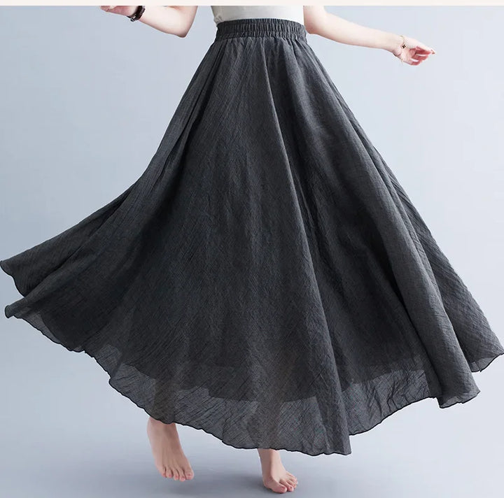 Drune | Mode Baumwolle Leinen Kleidung Frauen Röcke Maxi Y2K Elegant Strand Saia Ropa Mujer Lässiges Kleid Boho Lange Röcke Faldas Harajuku