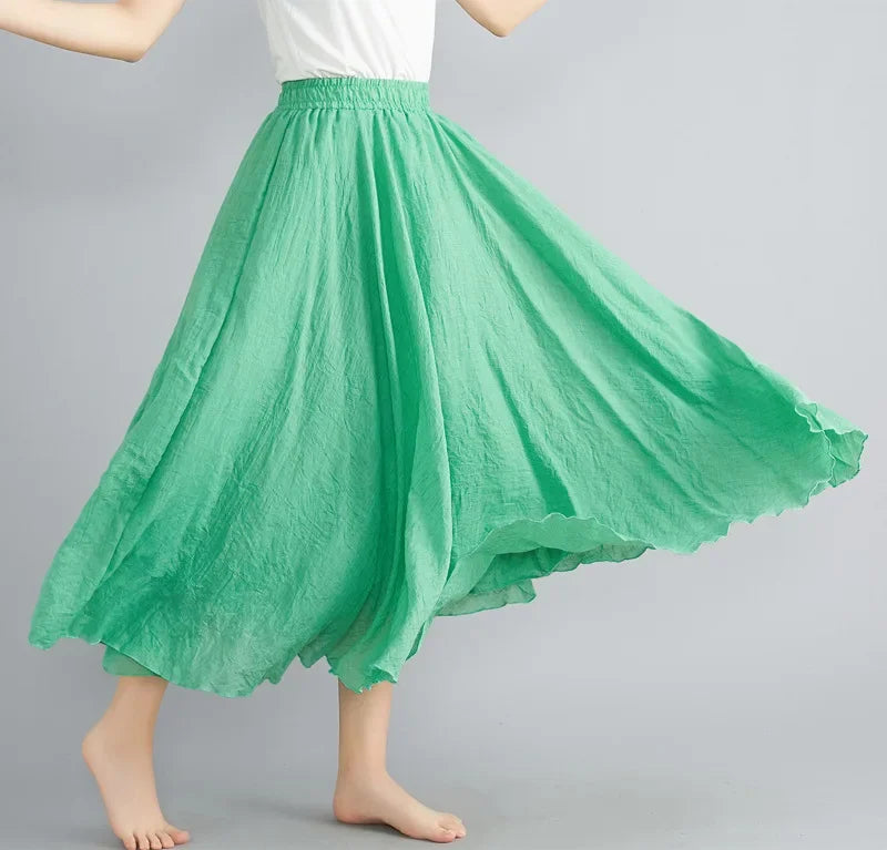 Drune | Mode Baumwolle Leinen Kleidung Frauen Röcke Maxi Y2K Elegant Strand Saia Ropa Mujer Lässiges Kleid Boho Lange Röcke Faldas Harajuku