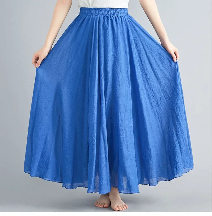Drune | Mode Baumwolle Leinen Kleidung Frauen Röcke Maxi Y2K Elegant Strand Saia Ropa Mujer Lässiges Kleid Boho Lange Röcke Faldas Harajuku
