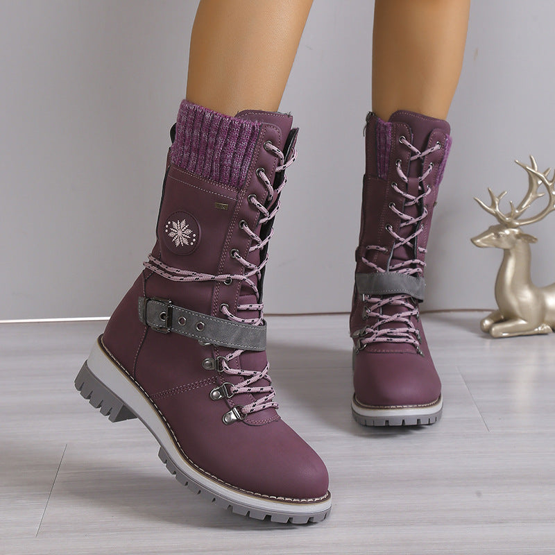 Drune | Moderne Gestrickte Schneestiefel Mit Halbhoher Sohle