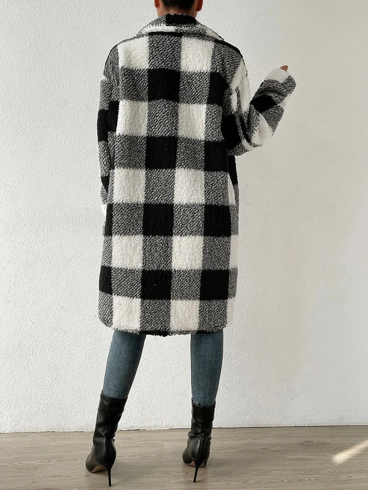 Drune | Langer kariert Fleece-Mantel