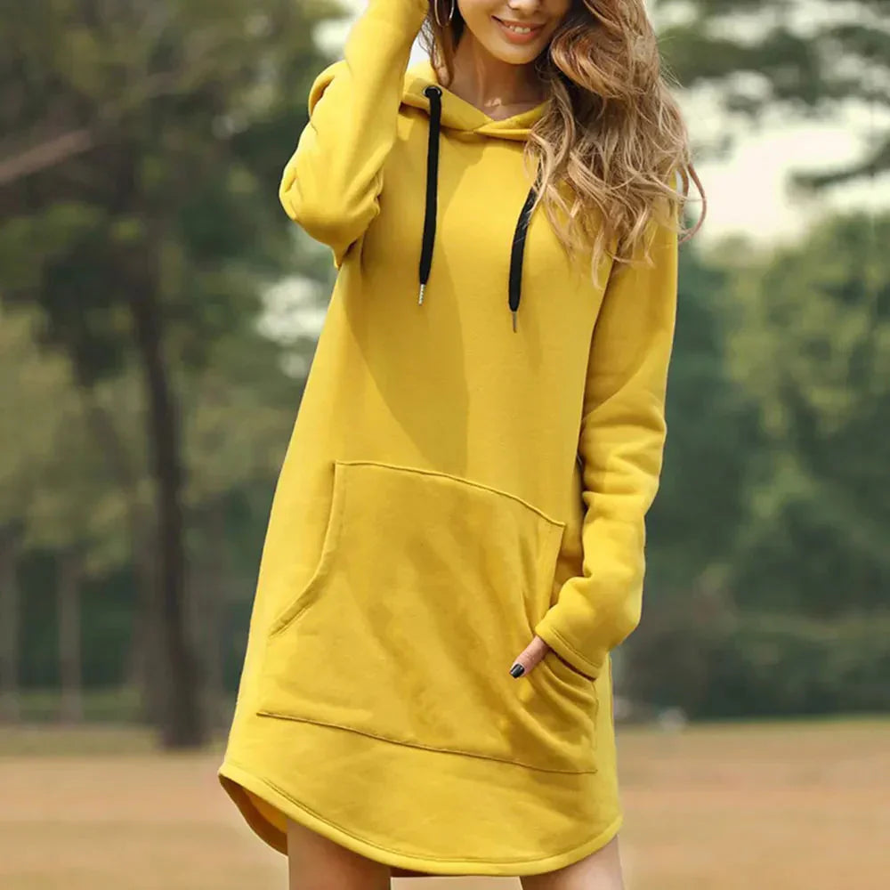 Drune | Damen Sweatkleid mit Kapuze und Tasche