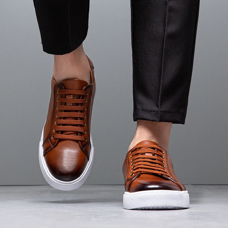 Herren Sneaker Leder Elegant Bequem