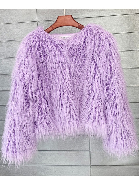 Drune Mantel für Damen, dicker, warmer Kunstpelzmantel