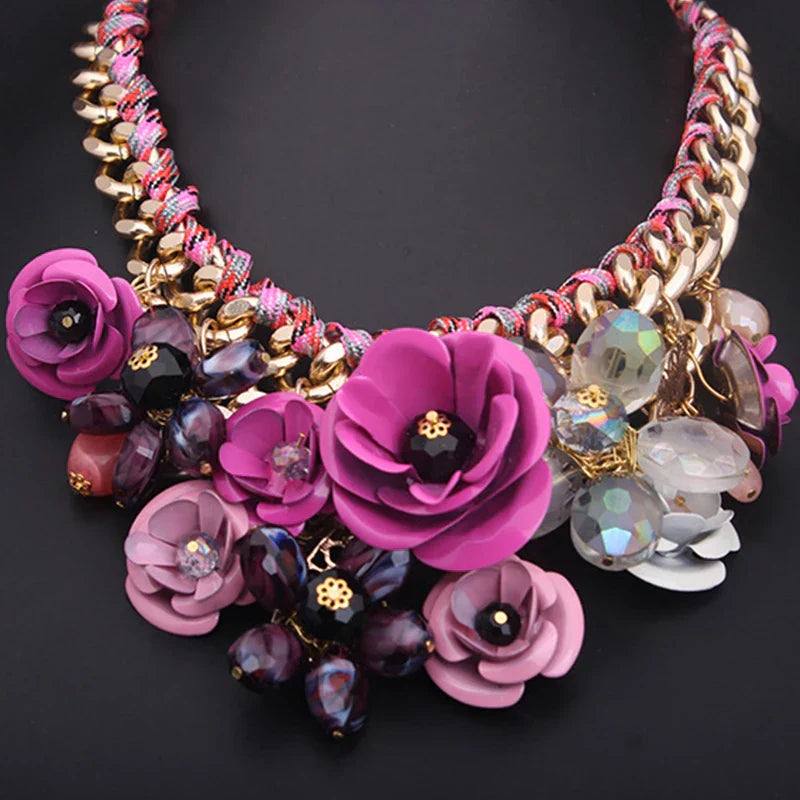 Drune | Jahrgang Schmuck Elegante Prom Party Schönheitswettbewerb Hochzeit Geschenk Florale Blüte Blume Chunky Statement Halskette für Frauen Accessoires