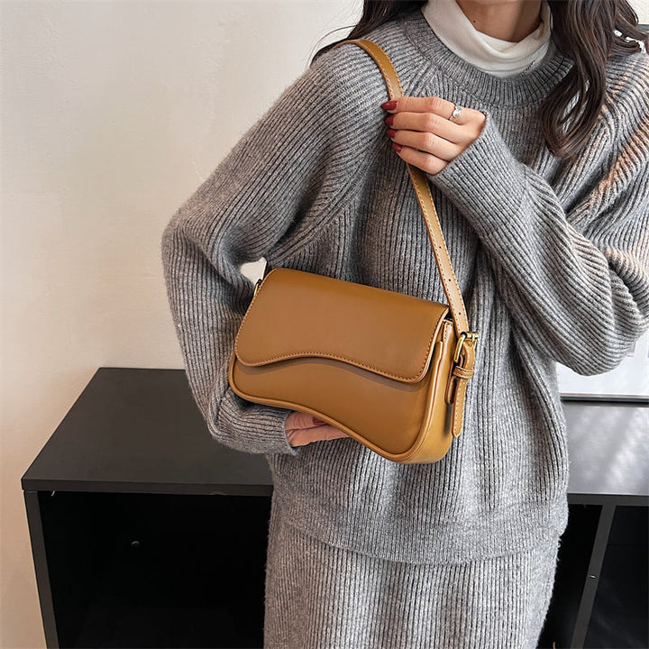 Drune | Vintage Leder Crossbody-Taschen Kleine Umhängetasche Stilvolle Armpit Handtaschen und Geldbörsen