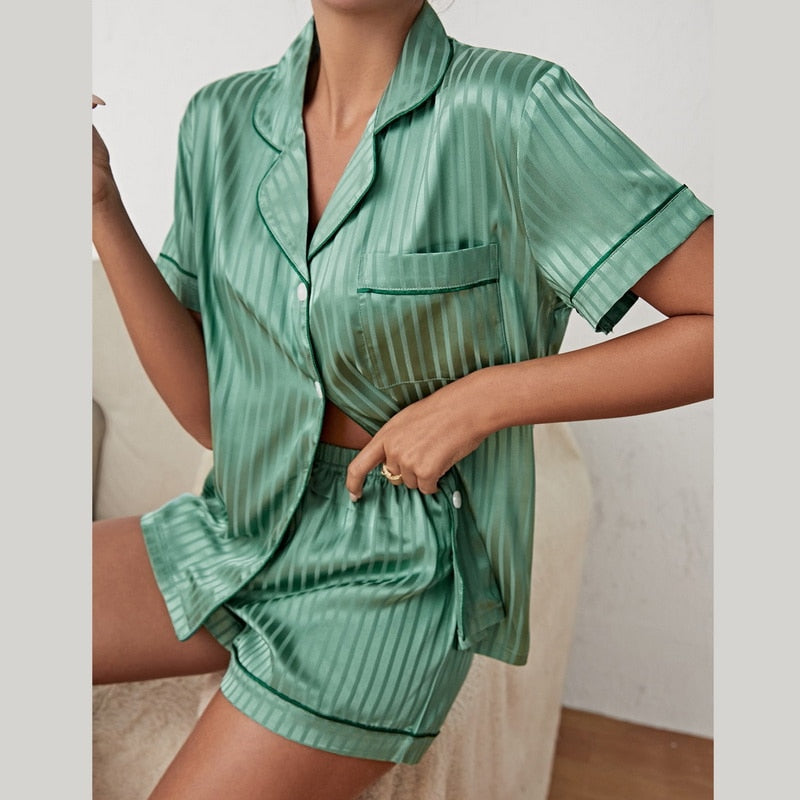 Drune | Satin Pyjama Set Für Damen Hausanzug