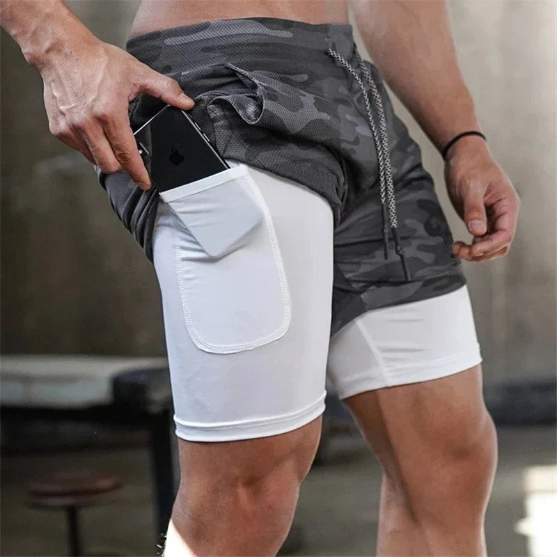 Drune | Herren 2 in 1 Laufshorts Schnelltrocknend Für Sport Und Training Selfico