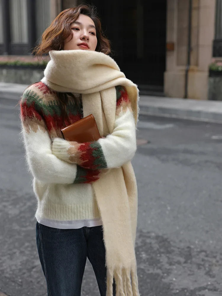 Drune - Hässlicher Weihnachtspulli - Dick gestrickter Pullover mit Retro-Muster