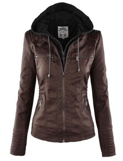 Kapuzenjacke: Basic PU-Jacke