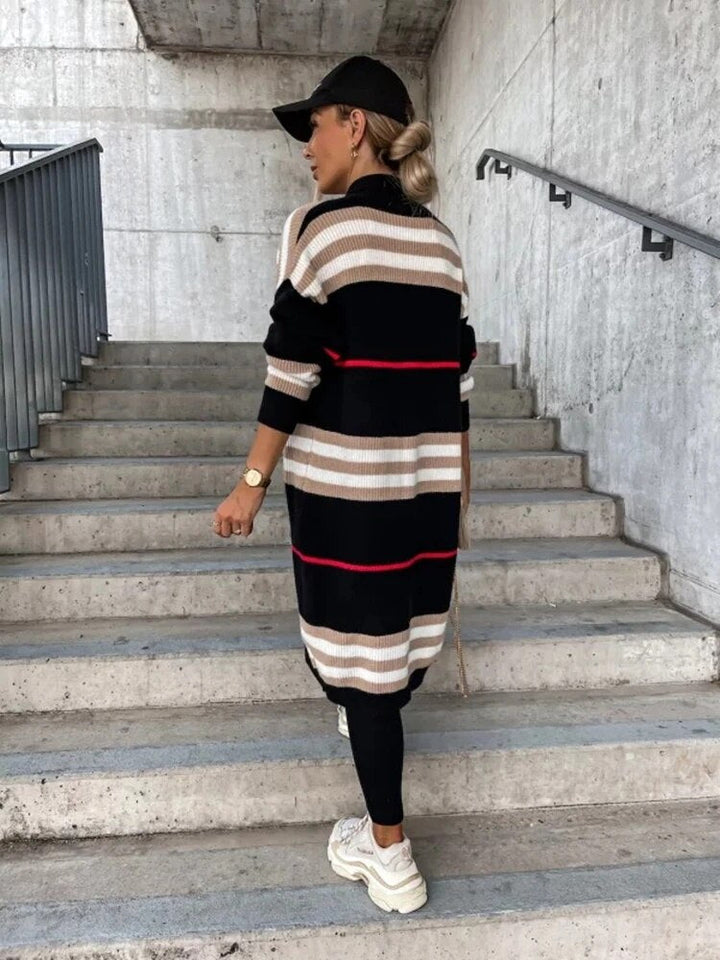 Drune | Lange gestreifte Strickjacke für Damen