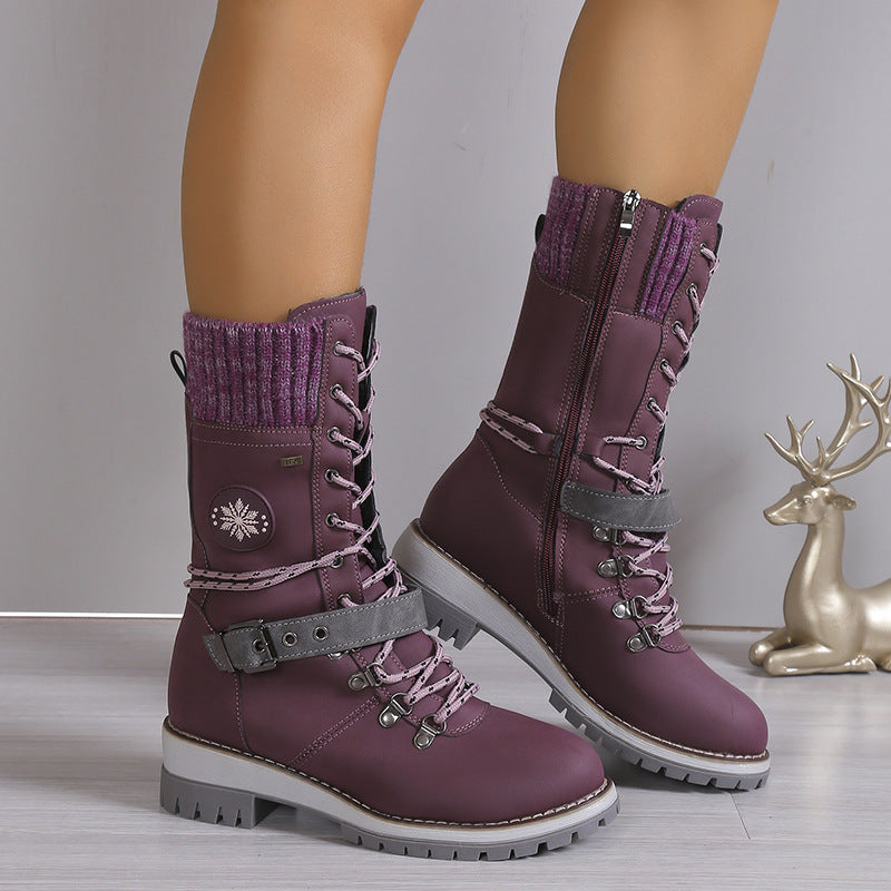 Drune | Moderne Gestrickte Schneestiefel Mit Halbhoher Sohle
