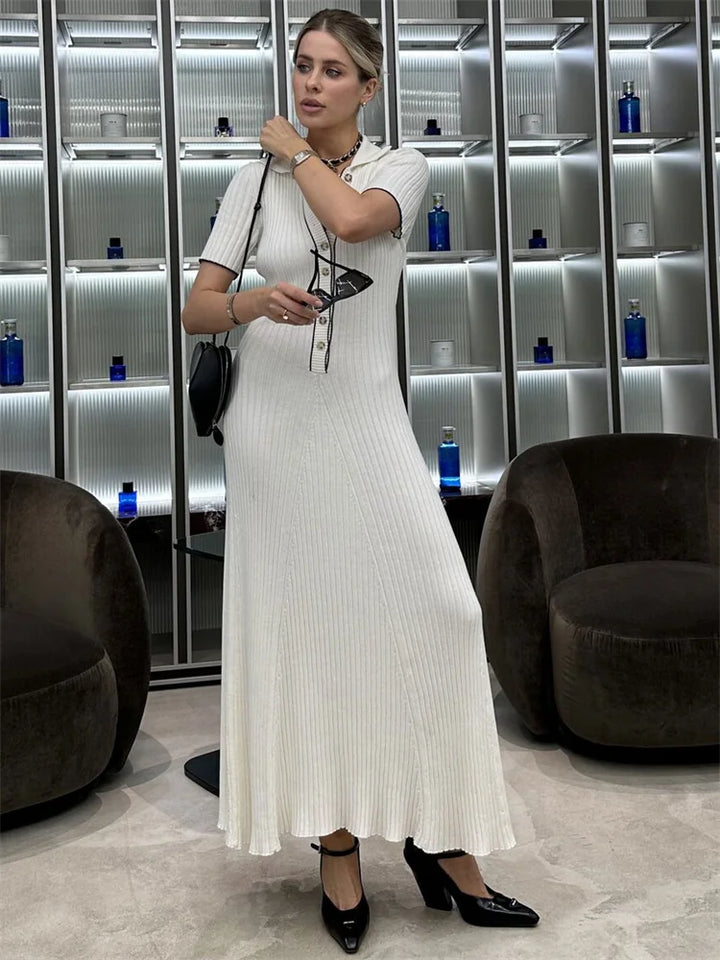 Drune | Patchwork Revers Strick Maxi Kleid