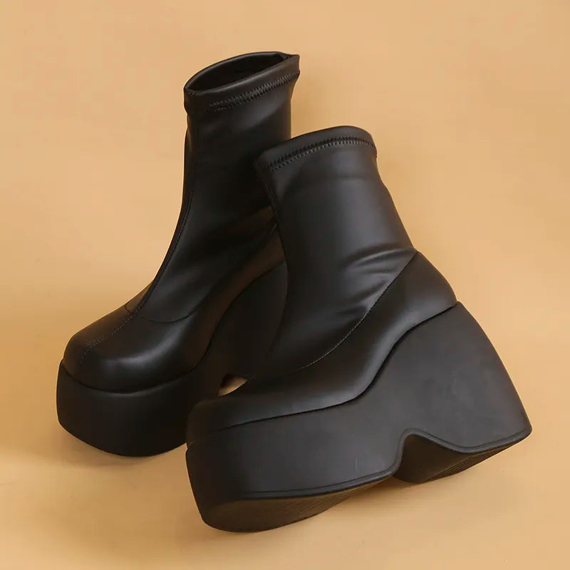 Drune | Gothic Chunky Platform Stiefeletten mit Reißverschluss