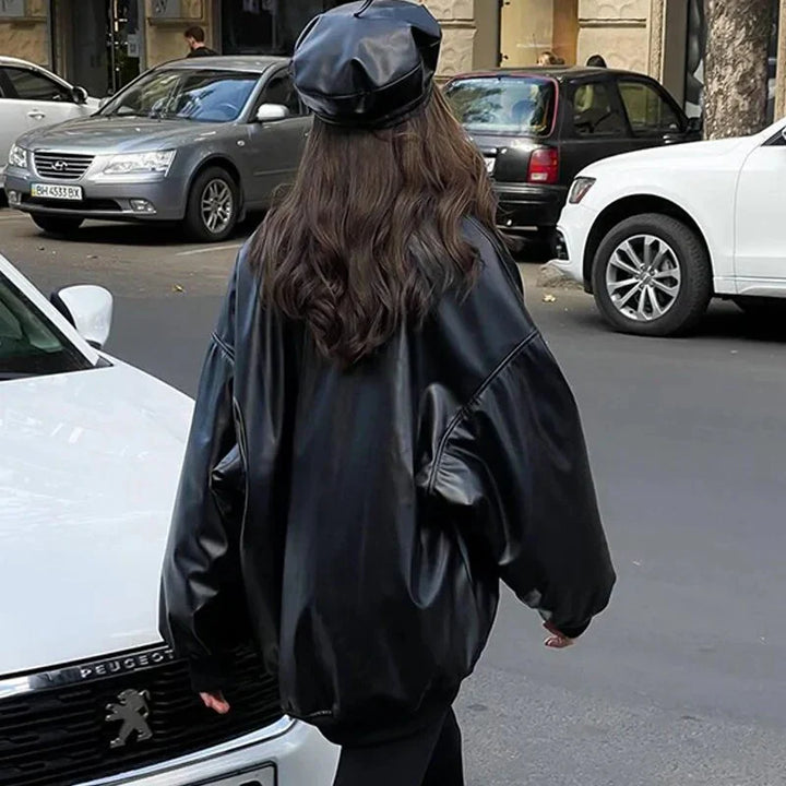 Drune | Lockerer Motor Lederjacke