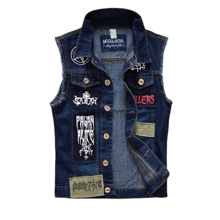 Drune | Jeansweste Mit Patches Für Herren