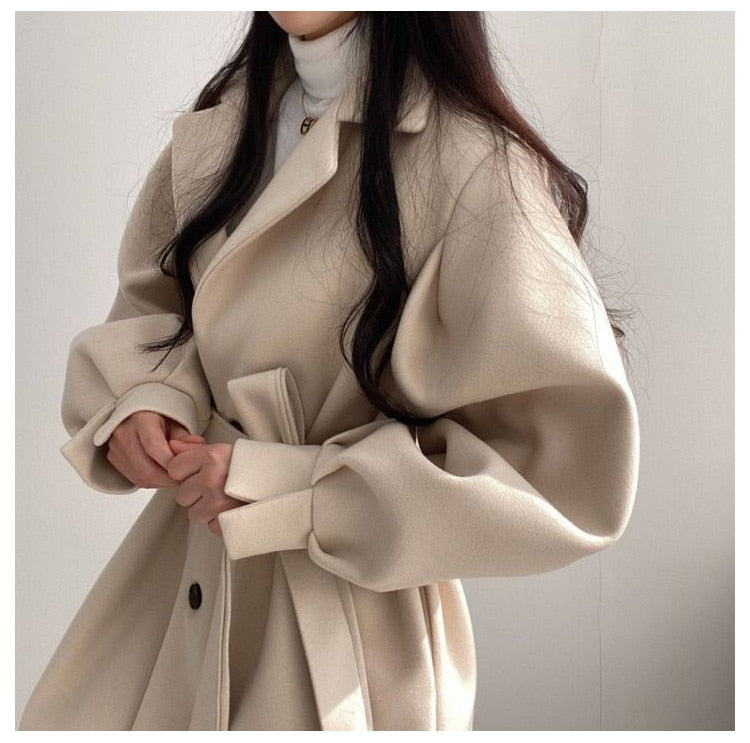 Drune | Übergroß Passform Schleifen Gürtel Breite Revers Eleganter Look
