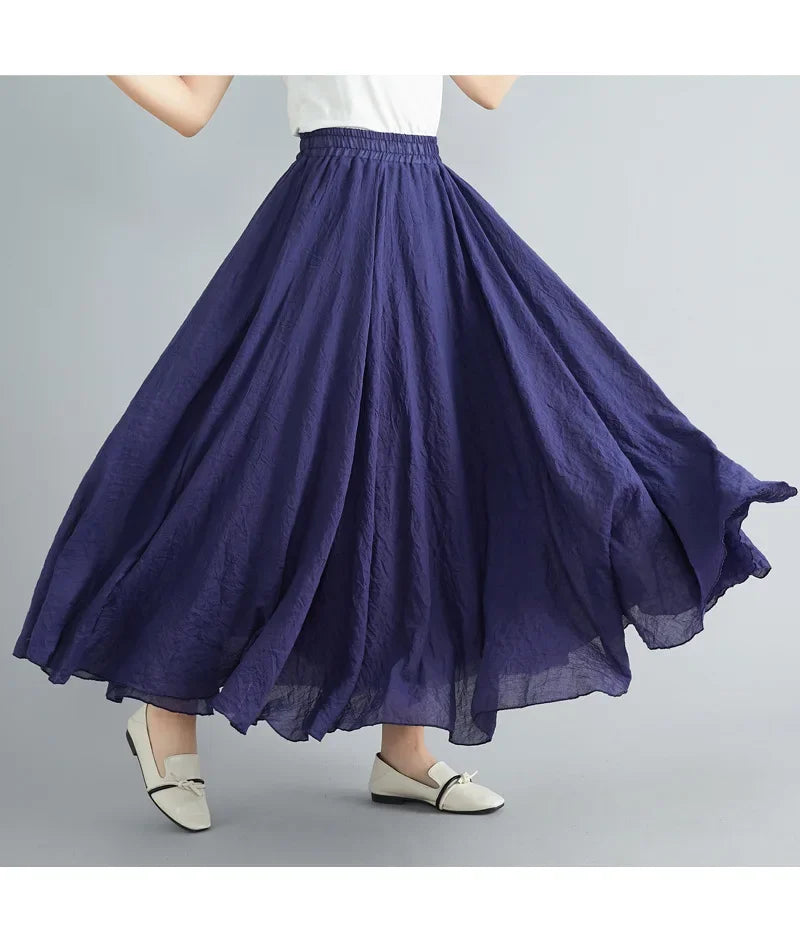 Drune | Mode Baumwolle Leinen Kleidung Frauen Röcke Maxi Y2K Elegant Strand Saia Ropa Mujer Lässiges Kleid Boho Lange Röcke Faldas Harajuku