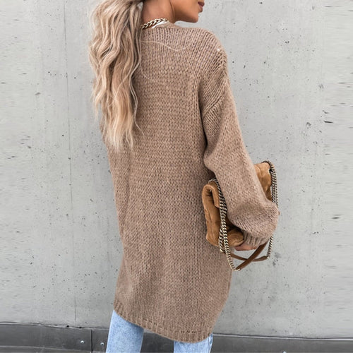 Drune | Casual Lang Gestrickte Jacke für Damen