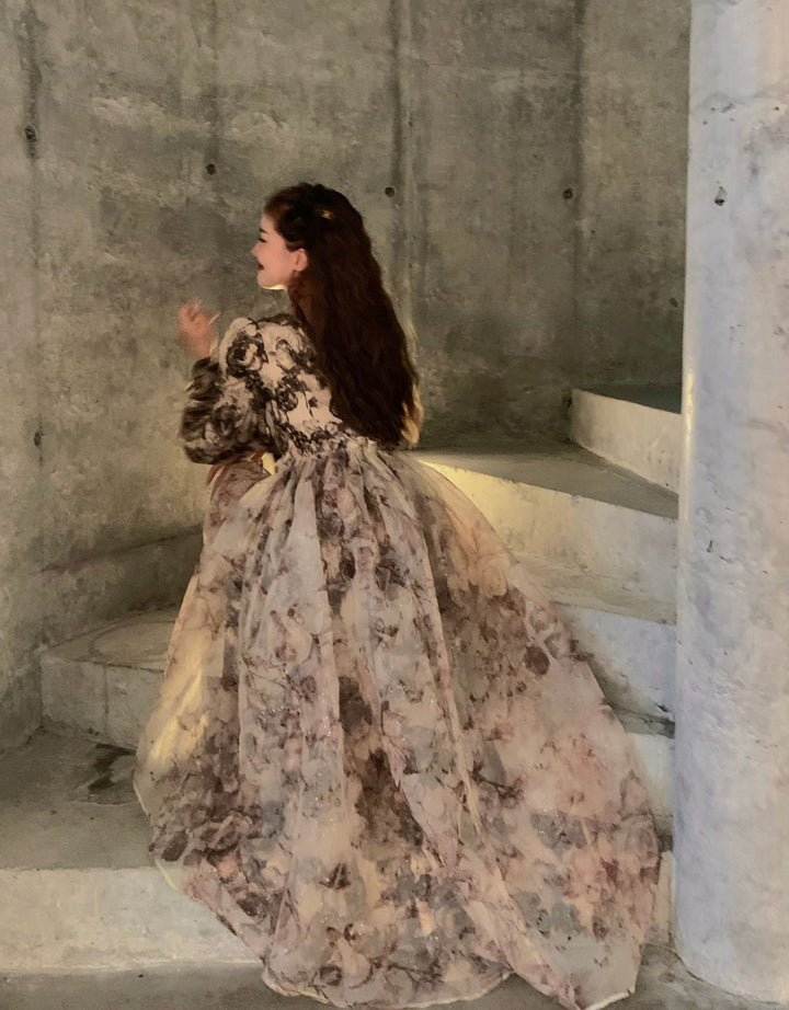Drune | Floral Fairy Princess Kleid mit Abnehmbarem High-Low Rockschicht