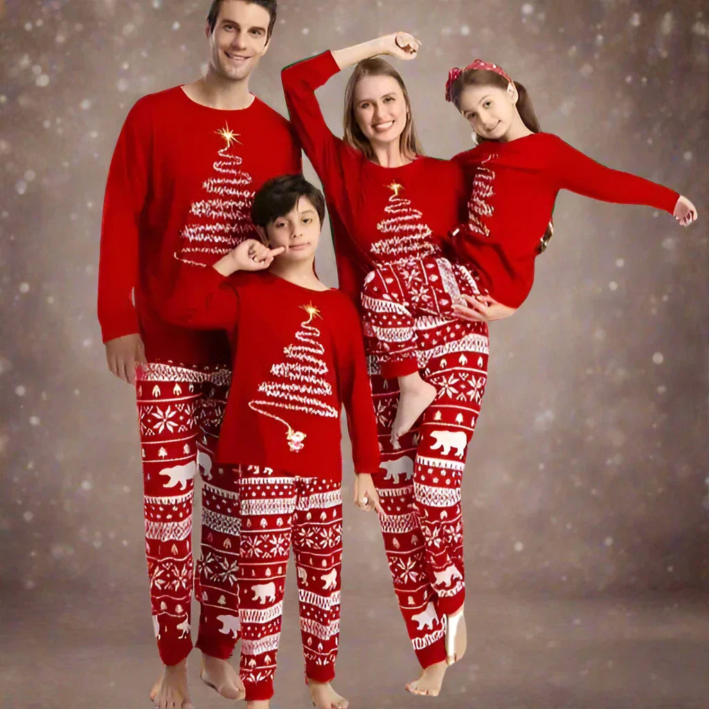 Drune | Weihnachtsfamilien passende Schlafanzugset Rot