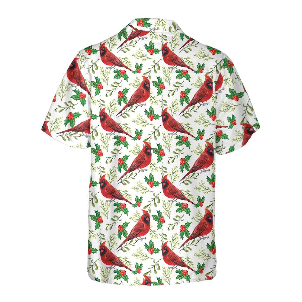 Drune | Nahtloses Weihnachtsmuster Roter Kardinal Hawaiian-Shirt, Lustiges Weihnachtshirt, Geschenk für Weihnachten
