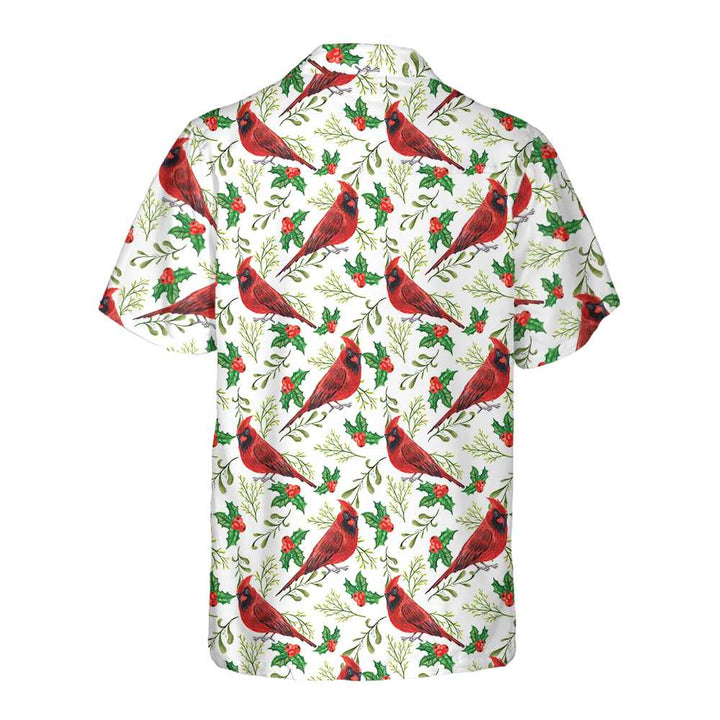 Drune | Nahtloses Weihnachtsmuster Roter Kardinal Hawaiian-Shirt, Lustiges Weihnachtshirt, Geschenk für Weihnachten