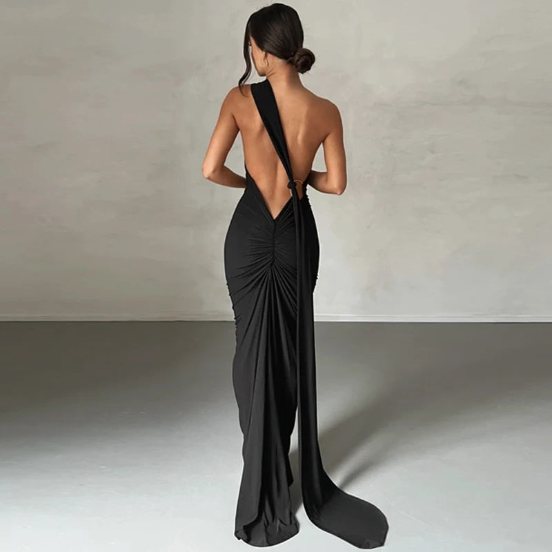 Drune | Elegante Bodycon-Kleid mit Einem Schulter Rückehoch