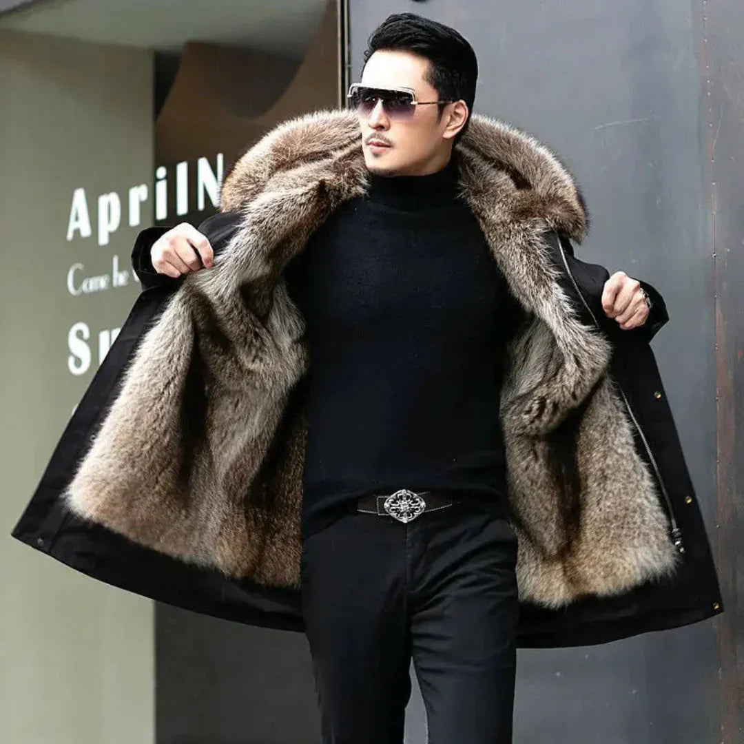 Drune | Parka Jacke wasserabweisend mit Futter aus Fell geräumige Passform langes Modell