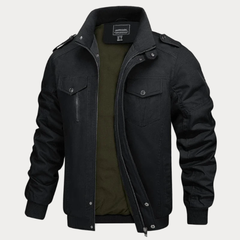 Drune | Retro Reißverschlussjacke in Armeegrün