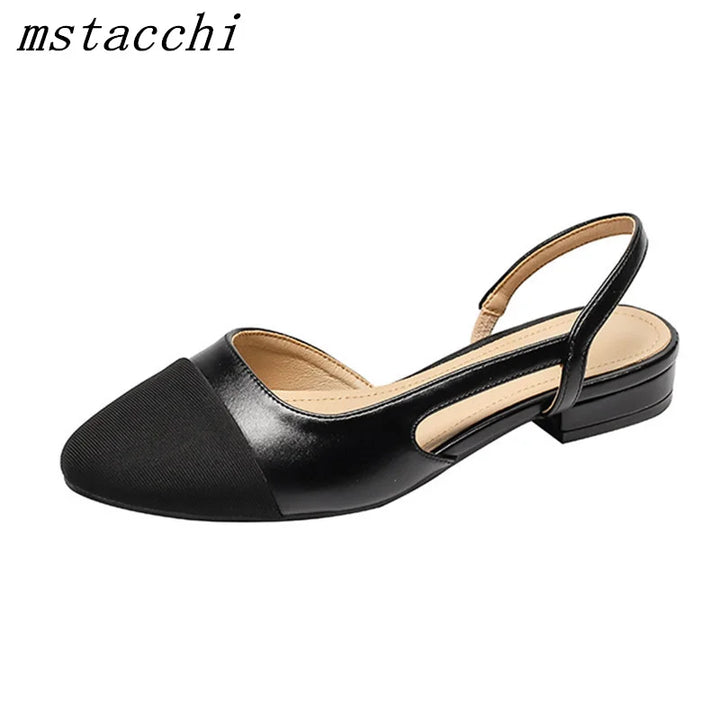 Drune | Aprikose Frauen Pumps Mittelhohe Absätze Gemischte Farben Runde Spitze Legere Schuhe Damen Sandalen Festkleid Slingbacks Damen Schuhe Trend