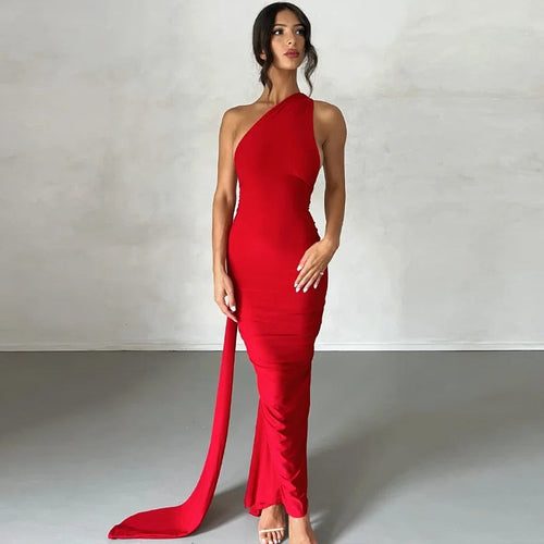 Drune | Elegante Bodycon-Kleid mit Einem Schulter Rückehoch