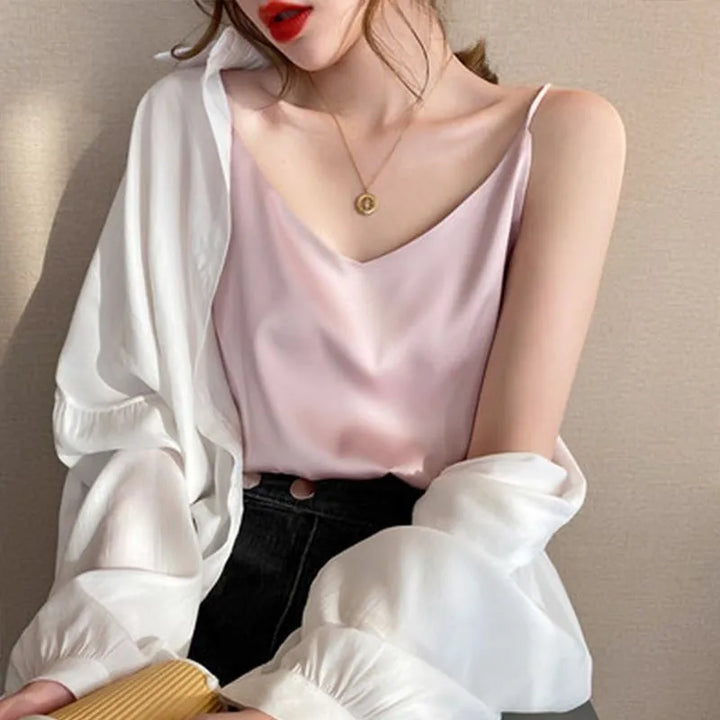 Drune | Neck Satin Crop Top Damen