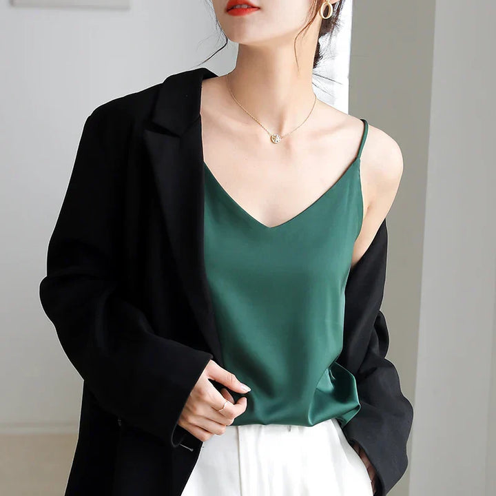 Drune | Neck Satin Crop Top Damen