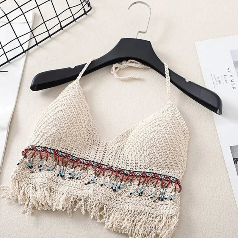 Drune | Häkel Bikini Bh Im Boho Stil mit Quaste