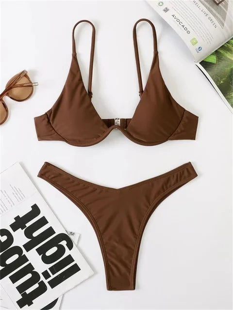 Drune – Bügel-Bikini-Set: Push-up-BH und Tanga-Bademode für Damen