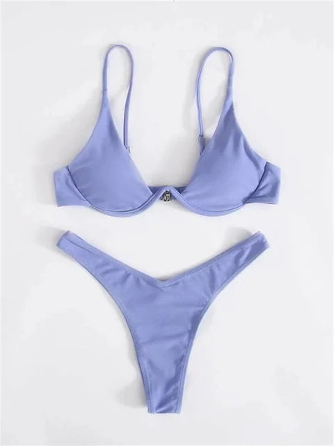 Drune – Bügel-Bikini-Set: Push-up-BH und Tanga-Bademode für Damen