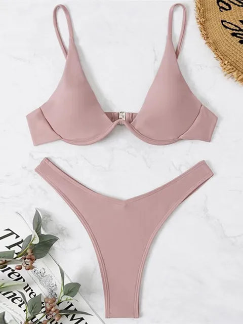 Drune – Bügel-Bikini-Set: Push-up-BH und Tanga-Bademode für Damen