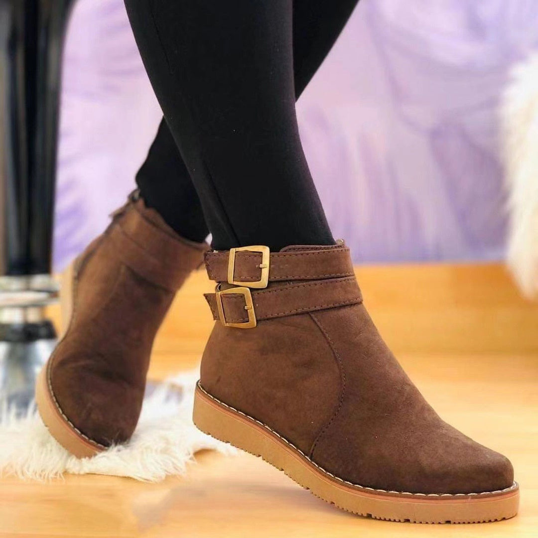Drune | Flache Stiefeletten aus veganem Leder mit Wildleder-Optik für Damen - Ideal für den Alltag