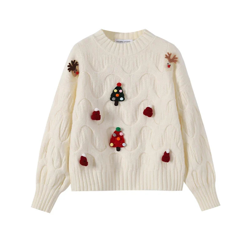 Drune - Hässlicher Weihnachtspulli - Damen Weihnachtspullover im Vintage-Stil