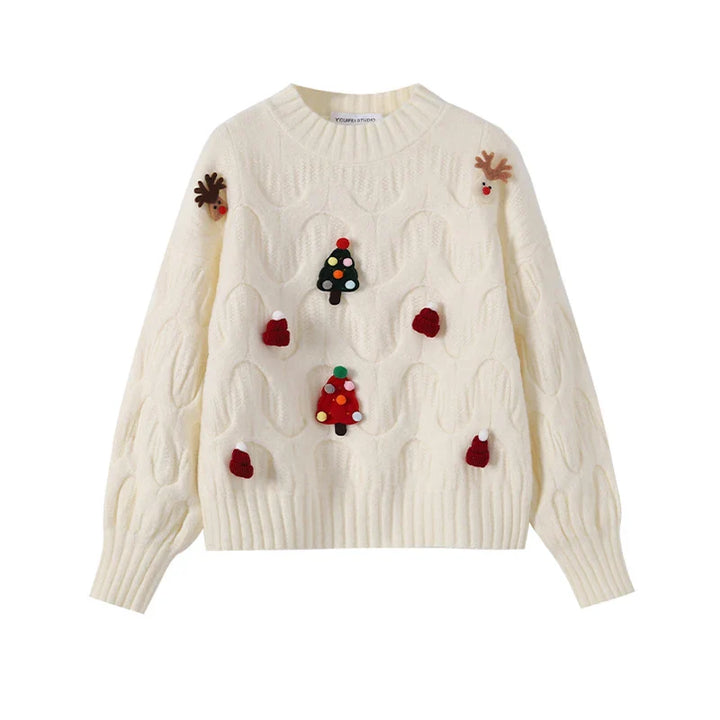 Drune - Hässlicher Weihnachtspulli - Damen Weihnachtspullover im Vintage-Stil