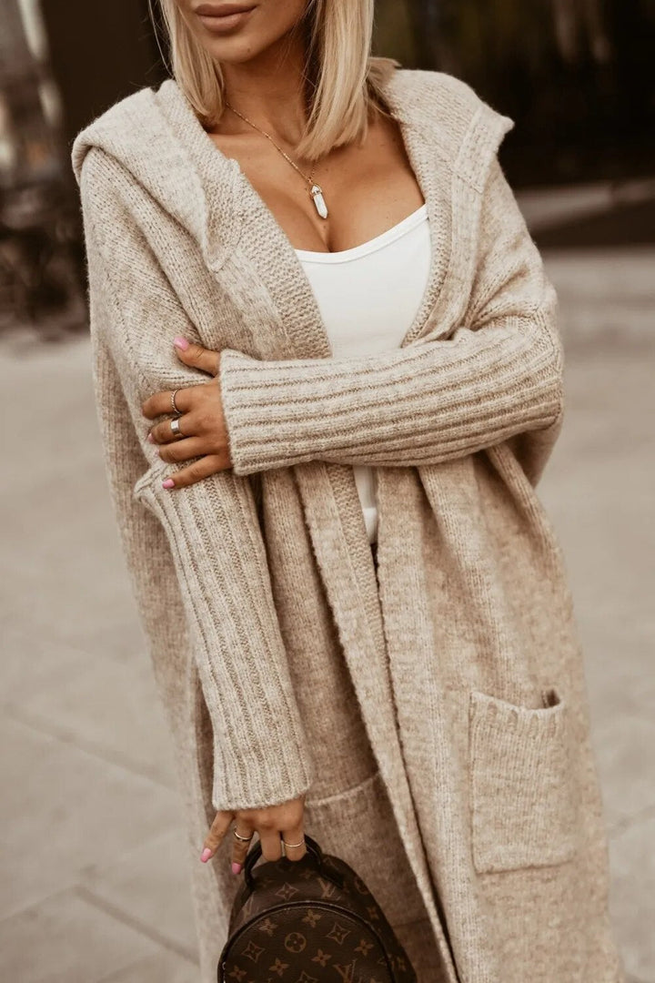 Drune | Langer cardigan mit Kapuze für Damen