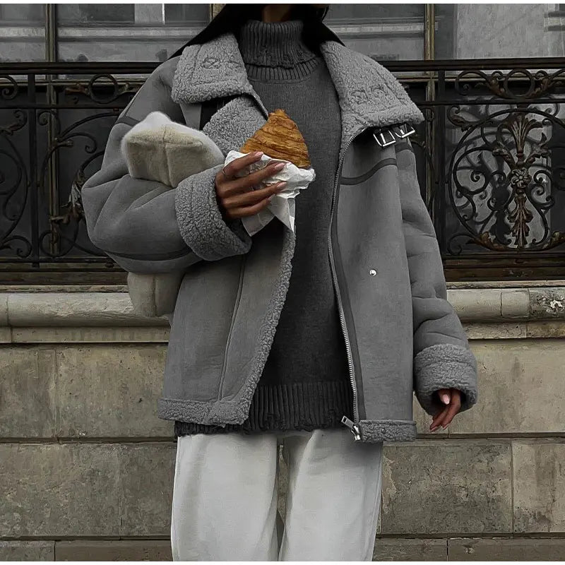 Drune | Winterjacke mit Fleece Gefüttert Reißverschluss Pilotenjacke Winterjacke für Damen