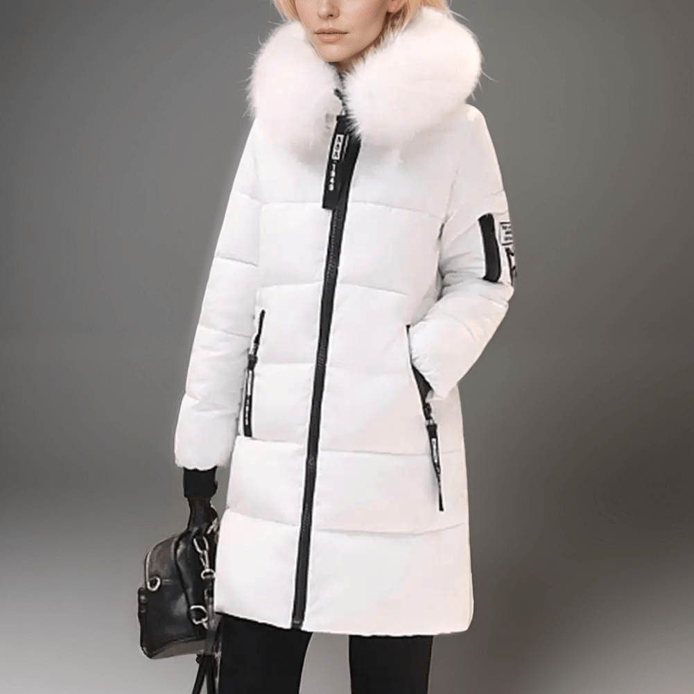 Drune | Winter Puffer-Jacke mit Kunstfellkragen - Weiß - Baumwollmischung