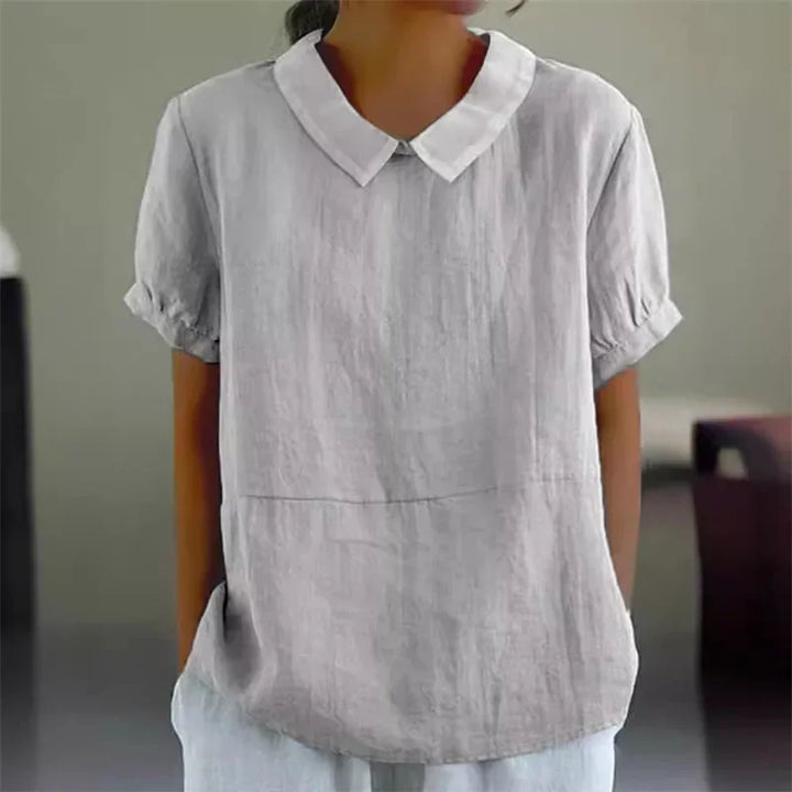 Drune | Bequeme Baumwoll Leinen Bluse mit Peter Pan Kragen